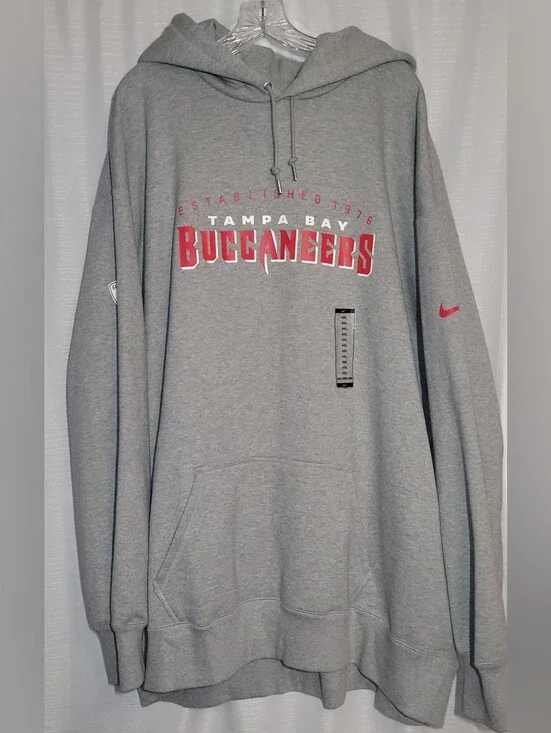 Nike Gray Tampa Bay Buccaneers Crewneck Hoodie with Red Logo