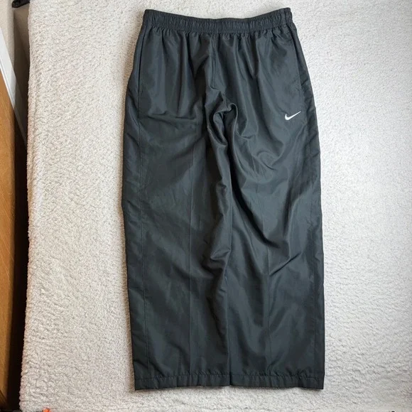 Y2K Nike Mens XXL Track Pants Black Mesh Lined Windbreaker baggy loose fit
