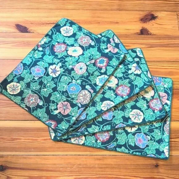 Tapisserie Tapestry by Renaissance Woven Art Green Floral Placemats, Set of 4
