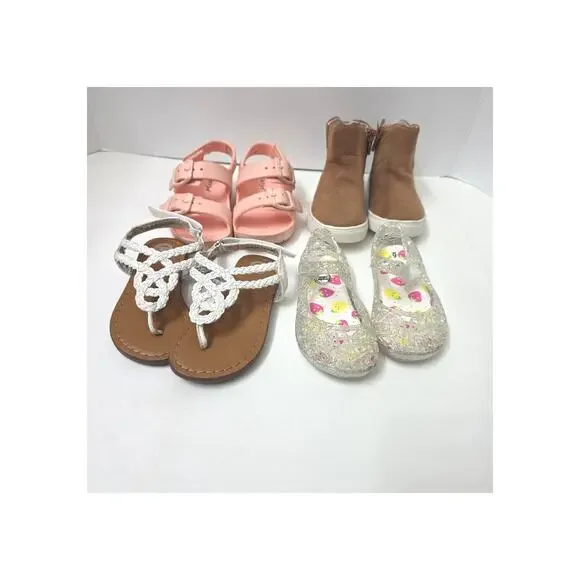 Lot Of 4 Pairs Of Toddler Girls Sz 6 Shoes Sandals + Boots Excellent Condition