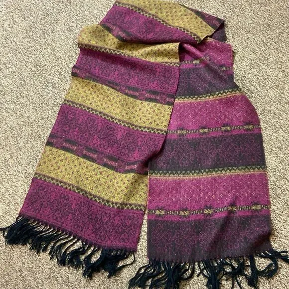 Vintage  Scarf Size 120X12” Burgundy