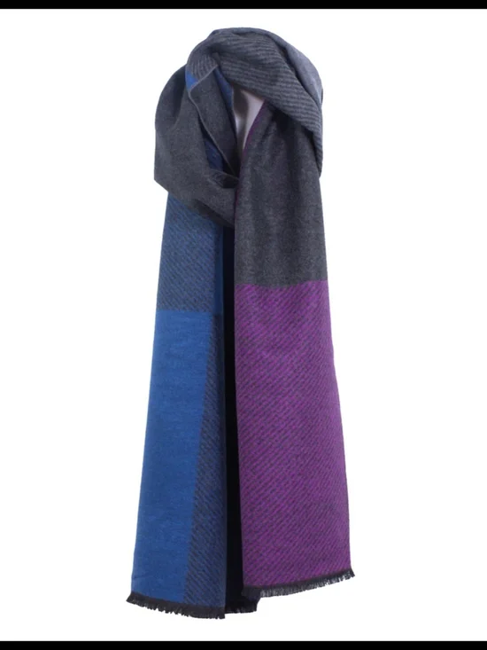 Men's Colorblock Blue & Purple Wool-Blend Scarf