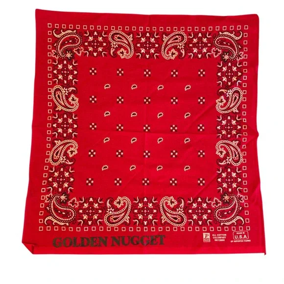 Vintage Golden Nugget Las Vegas Bandana Red Paisley Cotton Paris RN13960 USA