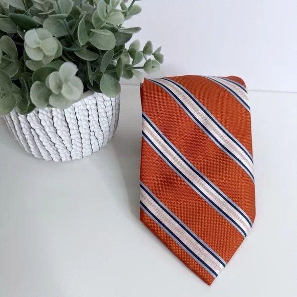 NWOT Nautica Men's Silk Necktie Stripe‎ Orange 3 7/8