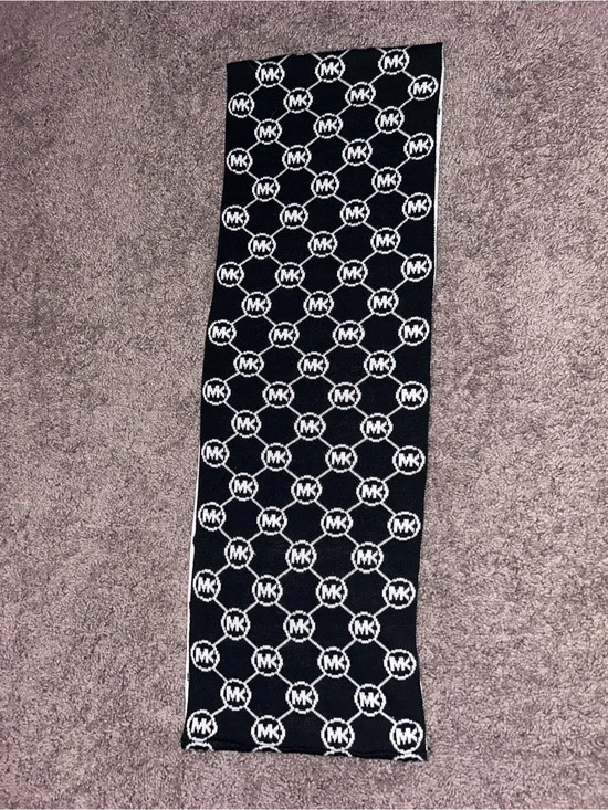 Michael Kors Black and White MK Logo Scarf