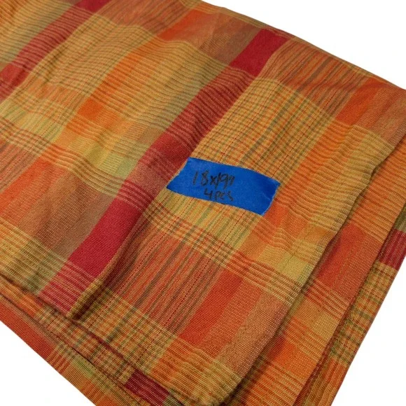 18x19 Orange Plaid Cloth Napkins Set of 4 Woven Harvest Autumn Table Linens