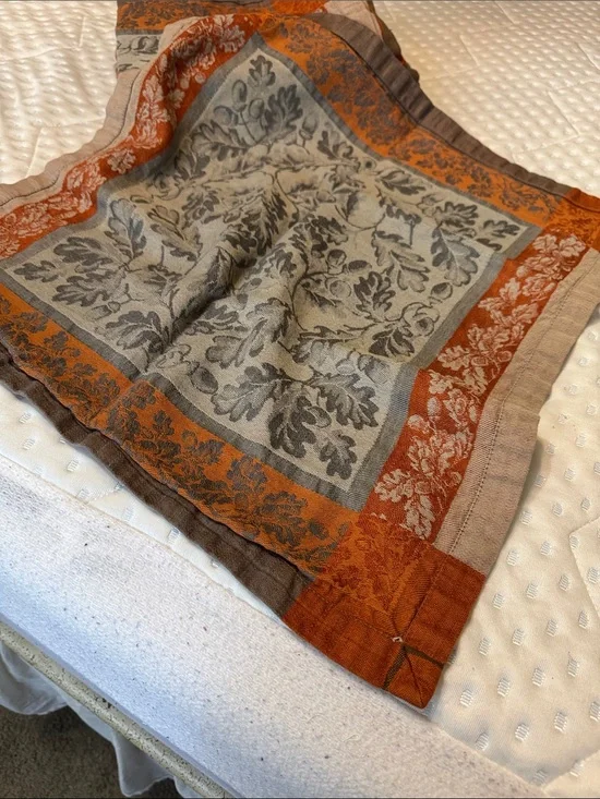 Decorative Orange and Gray Floral set of 8 napkins