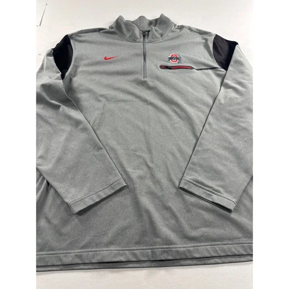 Nike Ohio State Buckeyes Mens 3XL Dri-FIT Quarter Zip Pullover Gray Black Jacket