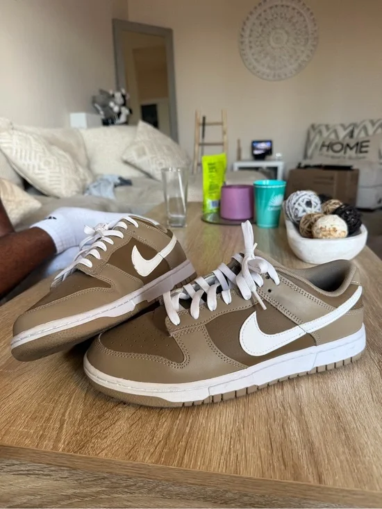 Nike Men’s Low-Top Sneakers in Taupe and White