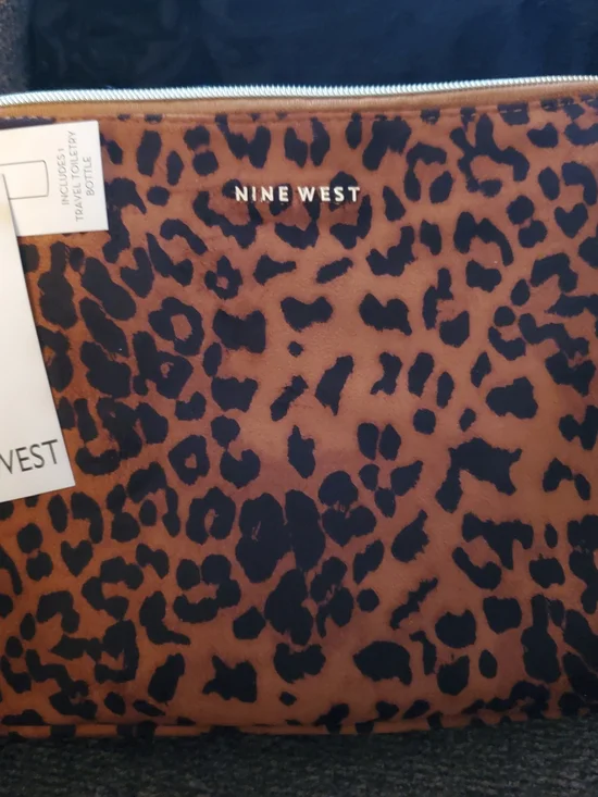Nine West Leopard Print Zip Pouch - Brown & Black