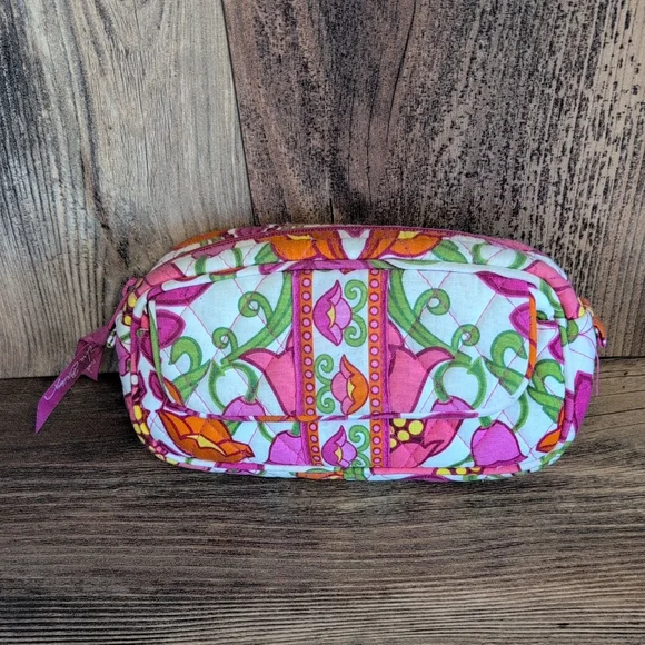 Vera Bradley Pink Tulip Cosmetic Case Makeup Bag Inside Mirror 4x8           M54