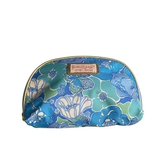 Lilly Pulitzer for Estée Lauder Floral Blue Patterned Makeup Bag