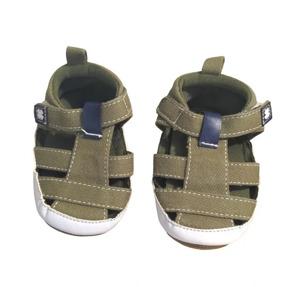 Lucky Brand Infant Size 2‎ Olive Green Canvas Fisherman Sandals Crib Shoes