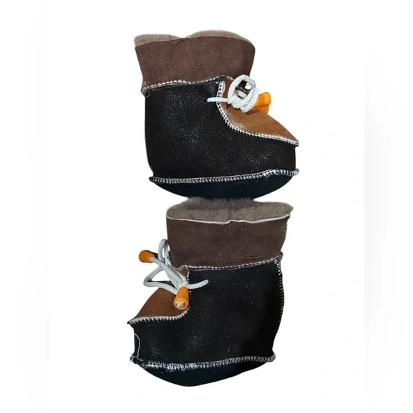 Baby Faux Suede Soft Sole Booties Brown Black Cozy Winter Newborn
