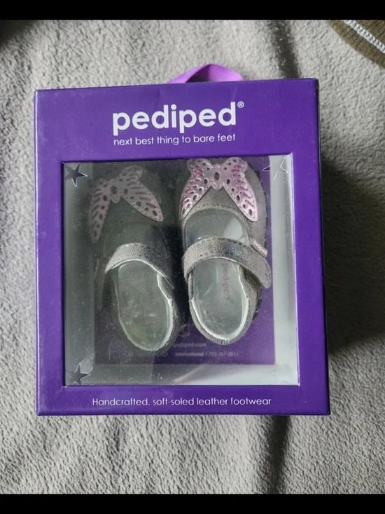 pediped Purple Glitter Butterfly Mary Jane Shoes