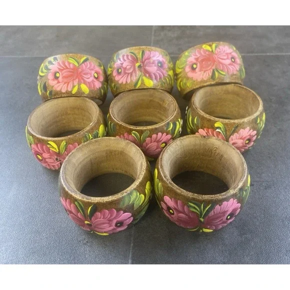 Napkin Holders Set of 8 Piece Woden Hand Painted
