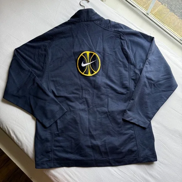 90s Nike Basketball Track Jacket Navy Blue Yellow Piping XL VTG Retro Throwback
