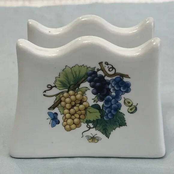 Vintage Grape Vines Grapes Napkin Holder Ceramic Mid Century