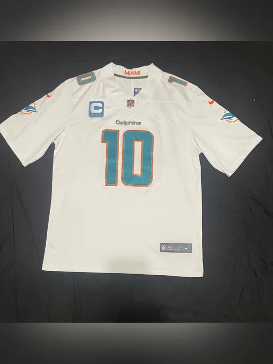 Tyreek Hill #10 Miami Dolphins Captain Patch 2024-25 Season XL White Jersey