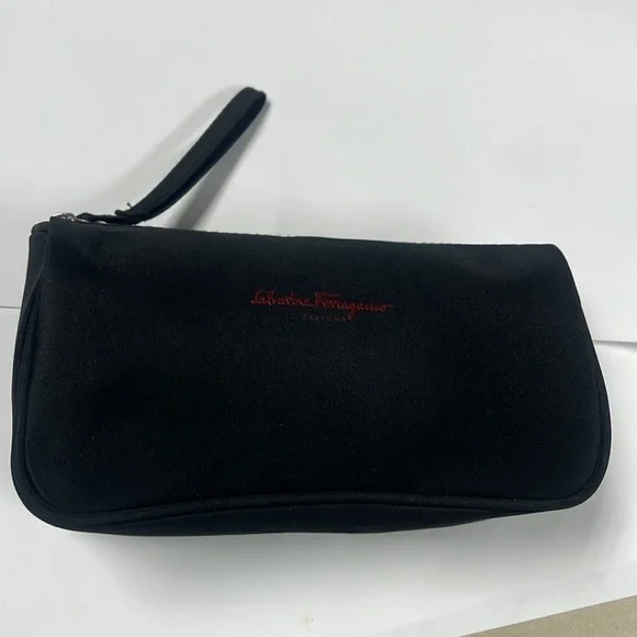 Salvatore Ferragamo Black Cosmetics Clutch Pouch