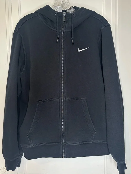 Nike Black Full-Zip Performance Hoodie with White Swoosh