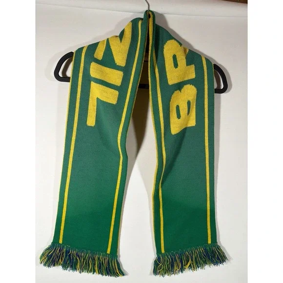 Brazil Soccer Knit‎ Scarf Green Yellow Futbol Fan Streetwear Football Core