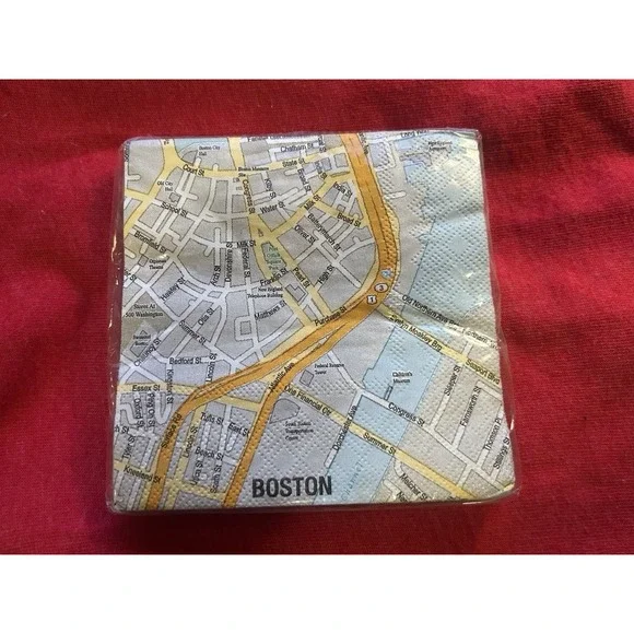 Boston Massachusetts Mapkins Napkins NEW - Paper Napkins Sealed With 20 Napkins