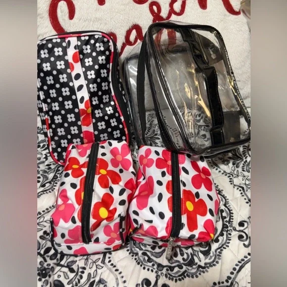 Floral and Clear Cosmetic Bag Set
