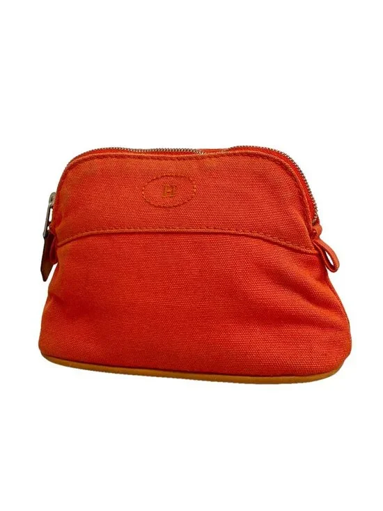 Hermes Pouch Bolide Canvas Orange Silver