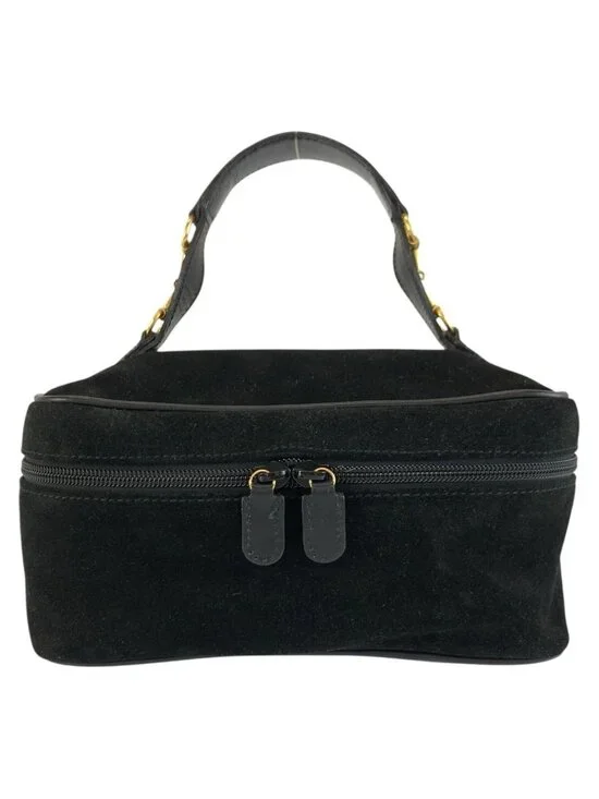 Gucci Horsebit Black Gold Suede Leather 032 106 Vanity Bag
