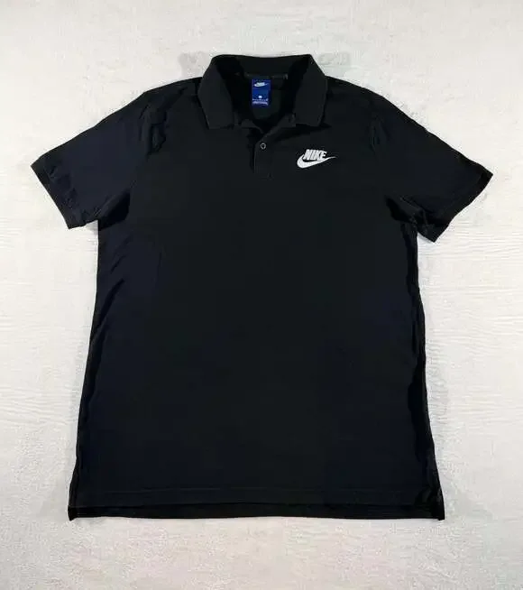 Nike Sportswear Men's Vintage 80’s Black Pique Polo S/S Logo Shirt  L