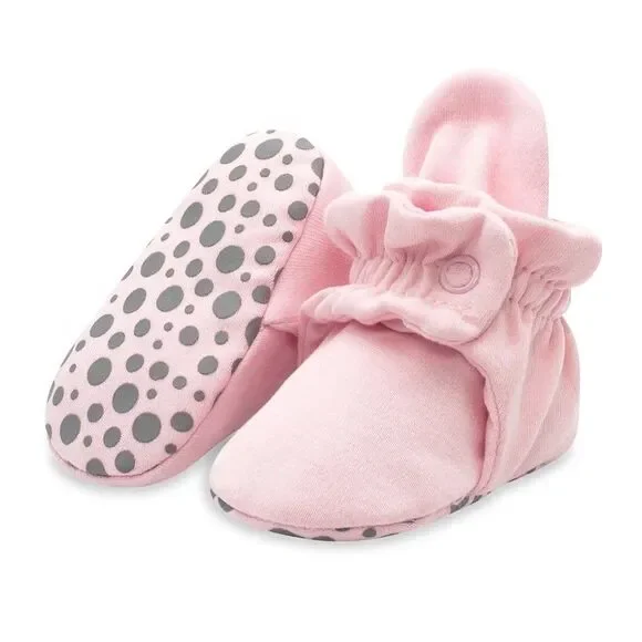 Zutano Cotton Gripper Booties, Pink, Size 6M