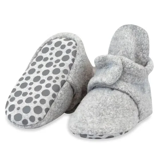 Zutano Fleece Gripper Bootie, Heather Gray, Size 12M