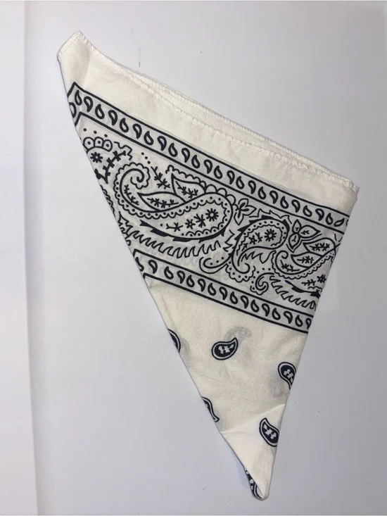 White Paisley Cotton Bandana - Men Accessories