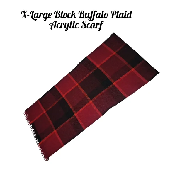 Buffalo Plaid Acrylic Scarf - Red and Black X-Large Block