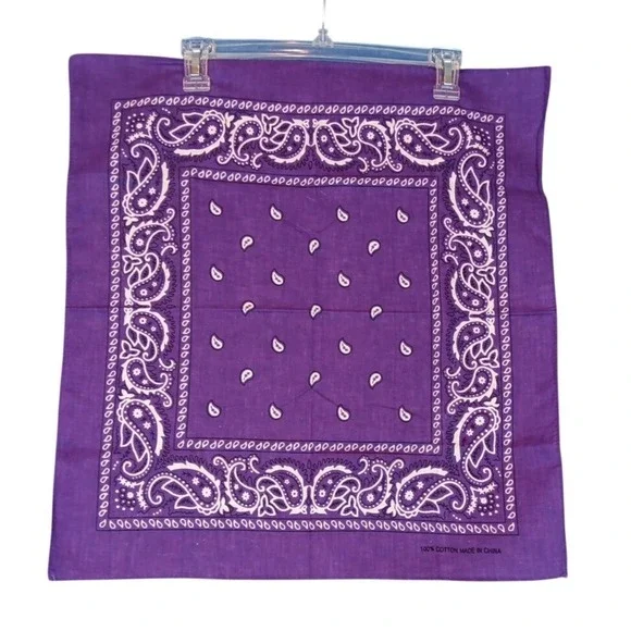 Purple Paisley Bandana 100%‎ Cotton Classic Western Biker Headwrap Neckerchief