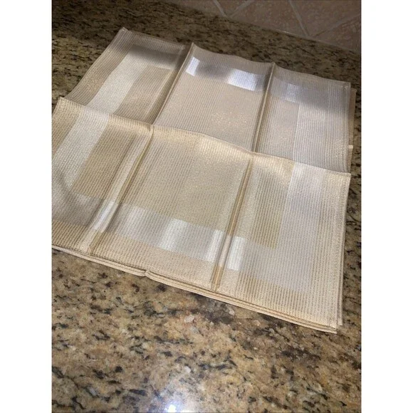 Metallic Gold Stripe Polyester Napkins NWOT 15in Square