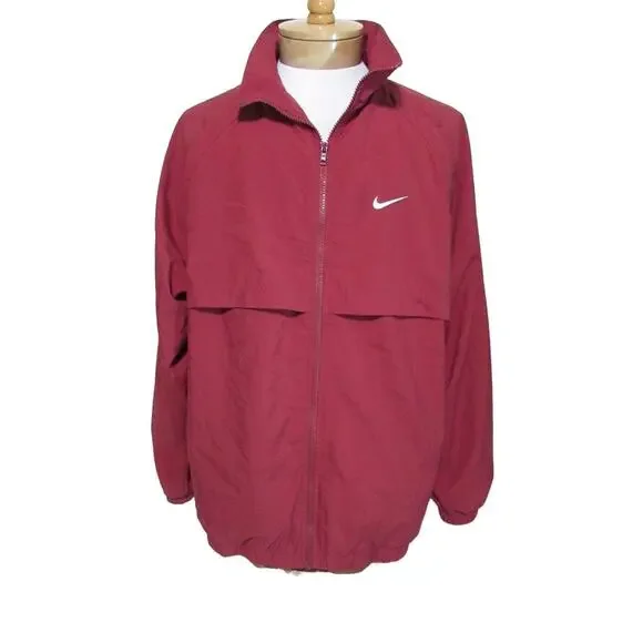 Nike men's XL red windbreaker jacket w/ side pockets zip up