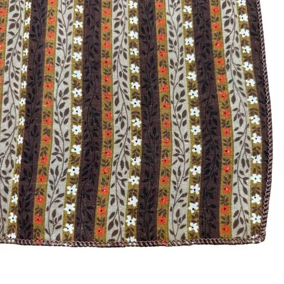 Cloth napkins 1970's tribal Boho brown cream orange stripe square cotton blend 4