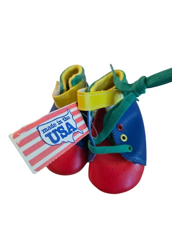 Vintage 1990s Made In USA Multicolor Primary Colors First-Walker Shoes