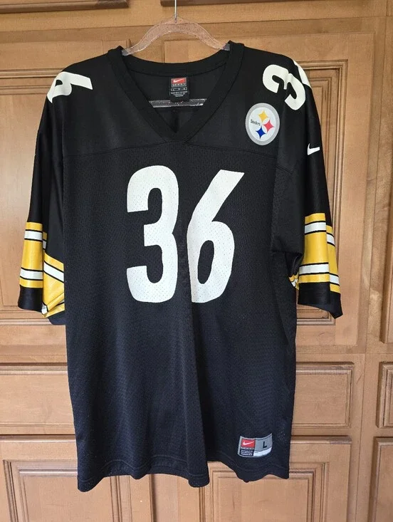 Nike Black and Yellow Men's Football Jersey #36 Bettis