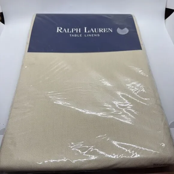 New NOS 90s Ralph Lauren Home Collection Table Linens~ Fairlane 60x84 Oval Cream