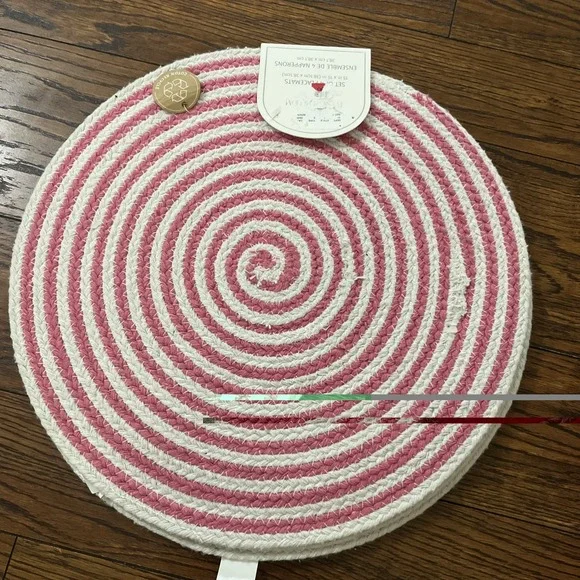 Basil And Bloom 4 Pcs Placemats Pink White Swirls 15