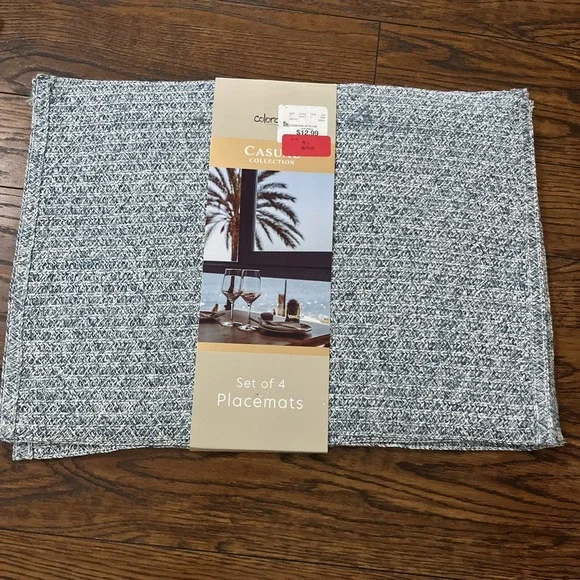 4 Colordrift Placemats Blue Indoor Outdoor Woven Polyester Casual Collection