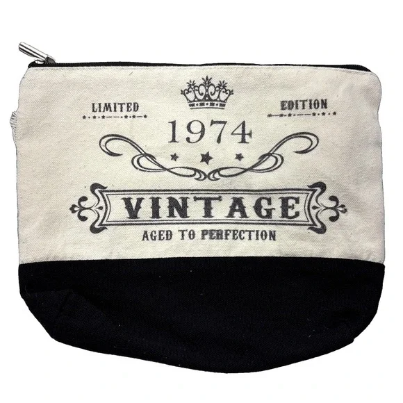 Black and Beige Vintage Limited Edition 1974 Make-Up Bag see pics