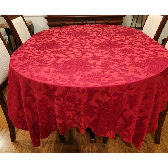 Red Jacquard Tablecloth 87 x68