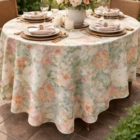 Vintage Floral Rose Fabric Sage‎ Green Pink Shabby Chic Cottagecore 80 x 60