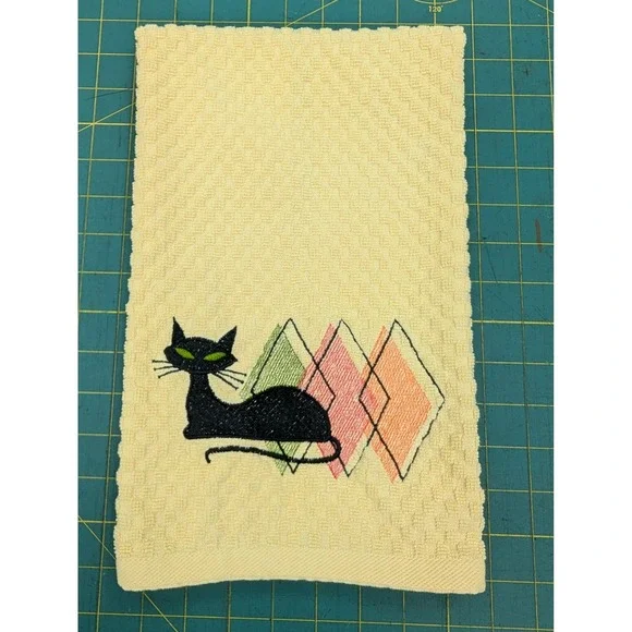 Retro Mid Century Modern Atomic Cat Kitchen Bath Towel Great Gift Idea!