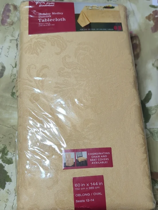 Gold Damask Tablecloth, 60