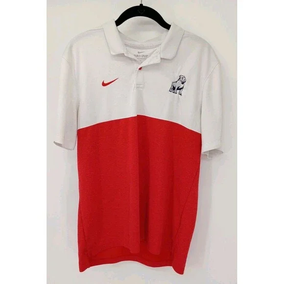 Nike Dri-FIT Samford Bulldogs Polo Shirt Large NCAA Football Colorblock Red